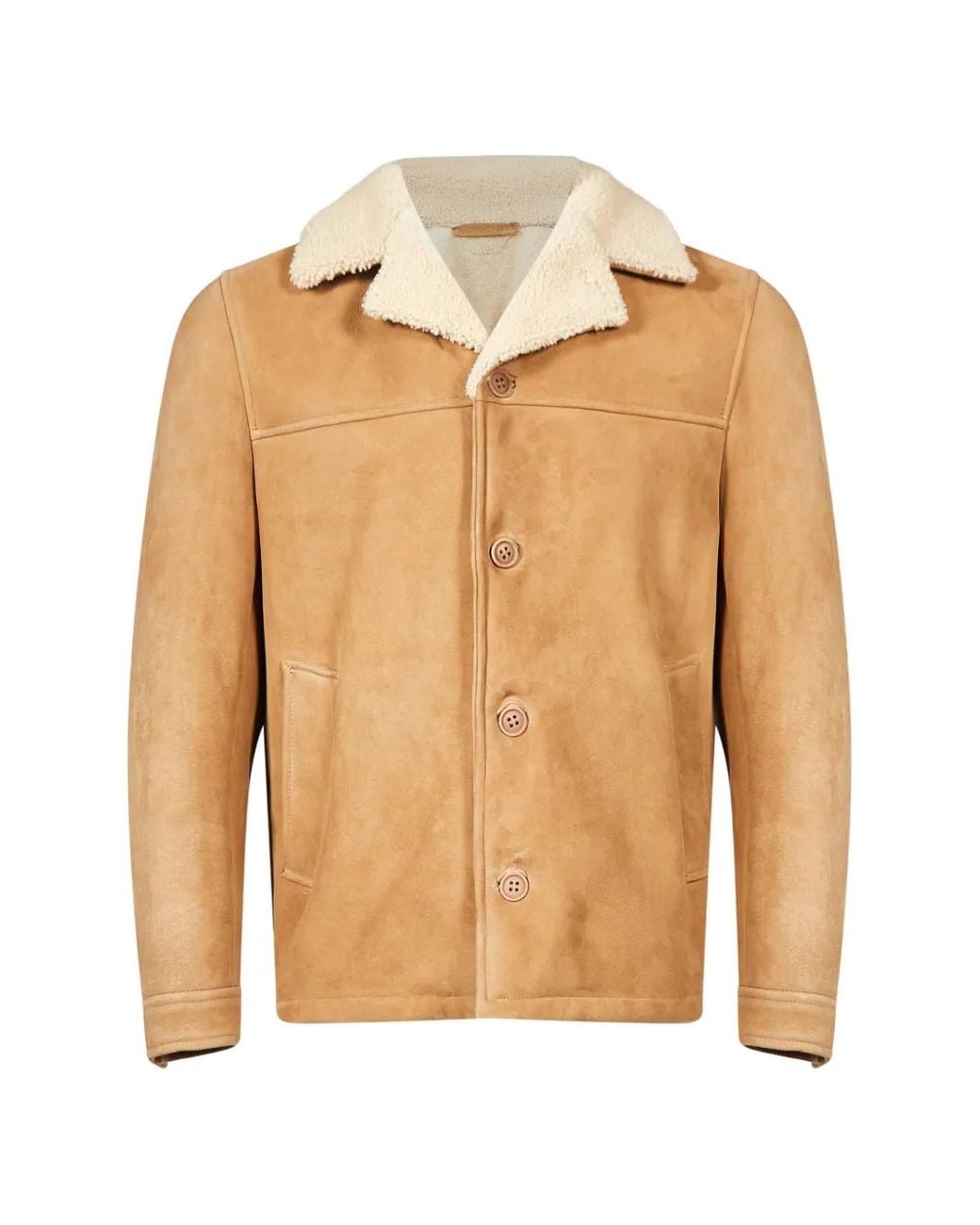 Salvatore Santoro Natural Shearling-Collar Button-Fastening Jacket for men