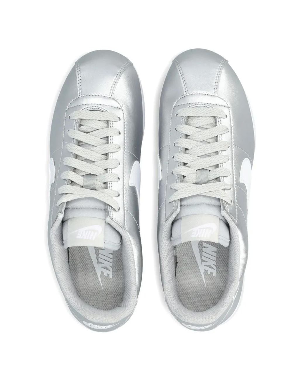 Nike White Baskets Cortez À Effet Métallisé