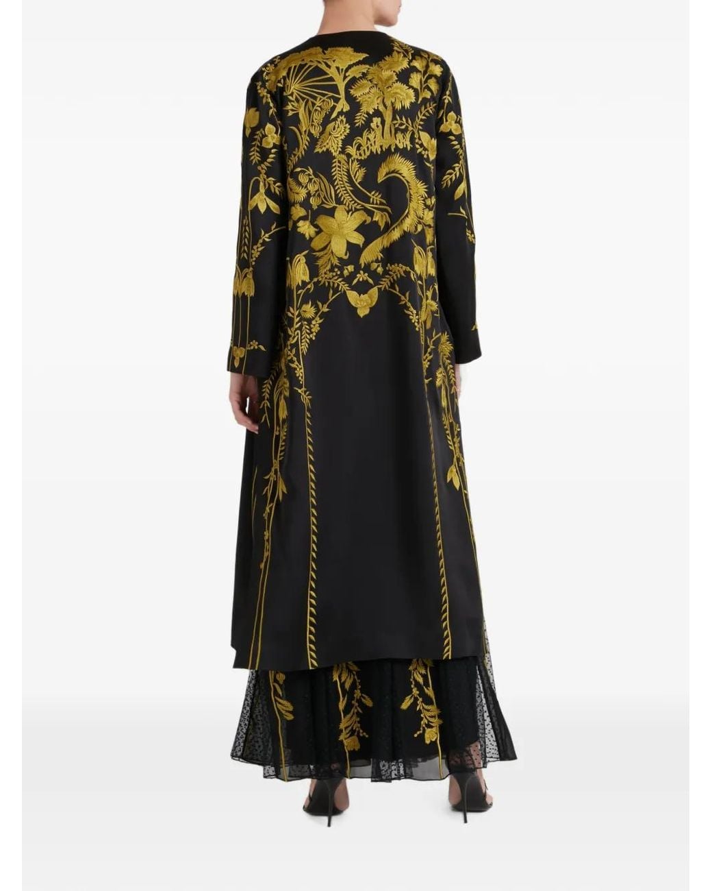 Temperley London Green Manteau Thisbe À Fleurs Brodées