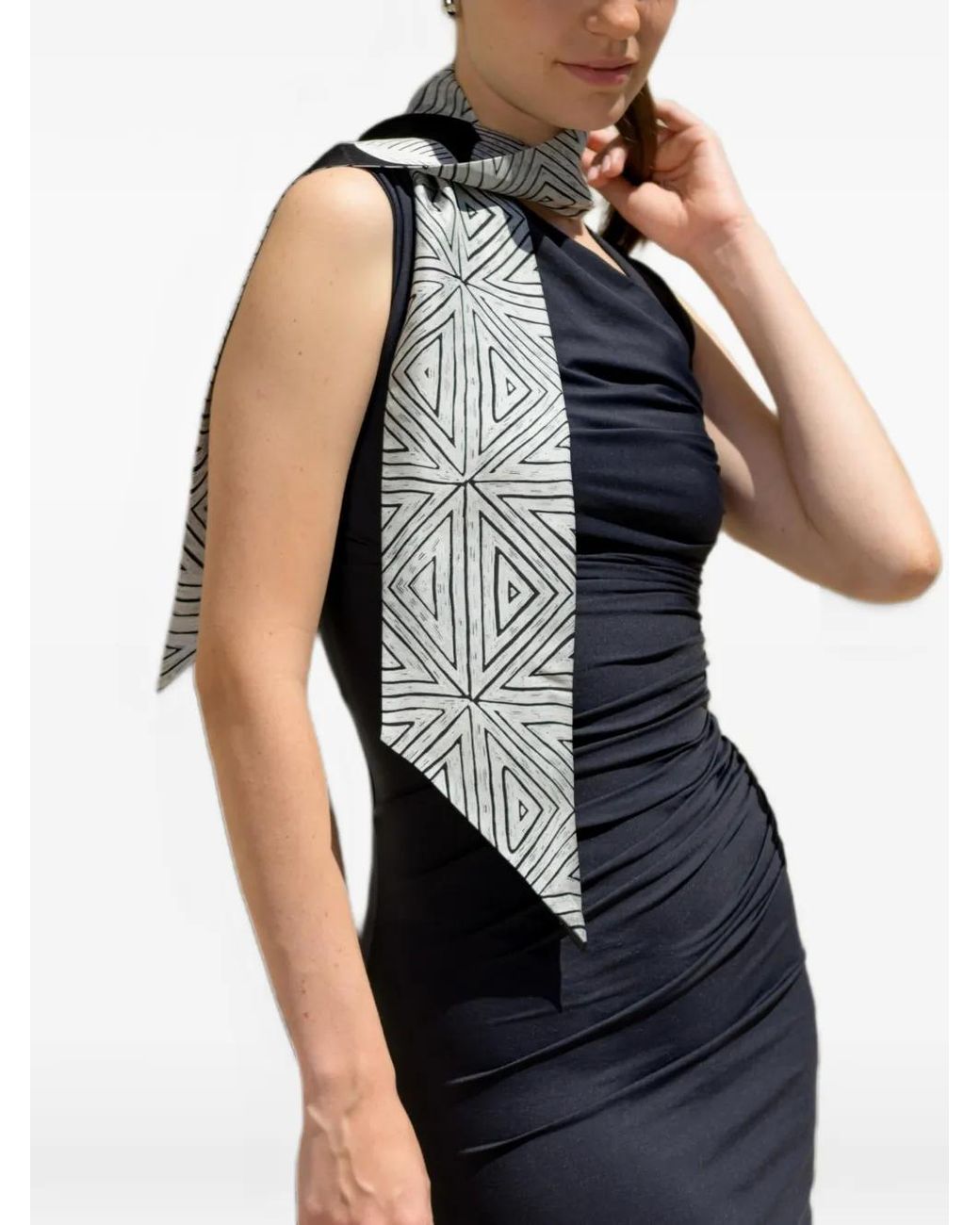 Elizabetta Gray Marta Geometric-Print Bandeau Scarf