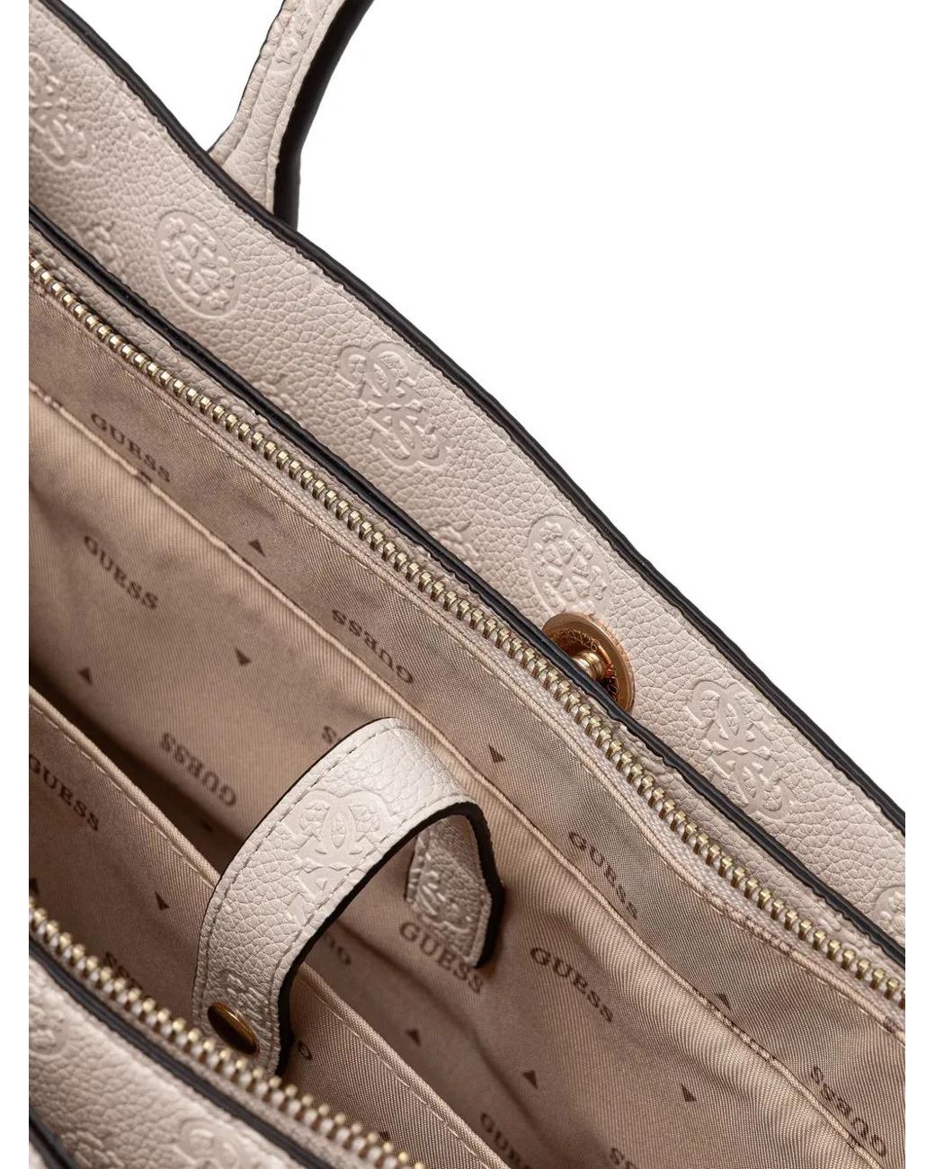 Guess Natural Anise Logo-Embossed Charm-Detail Tote Bag