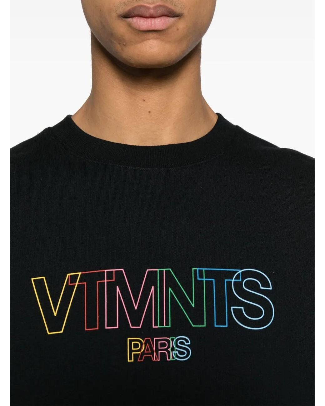 VTMNTS Black Logo-Print Crew-Neck Sweatshirt for men