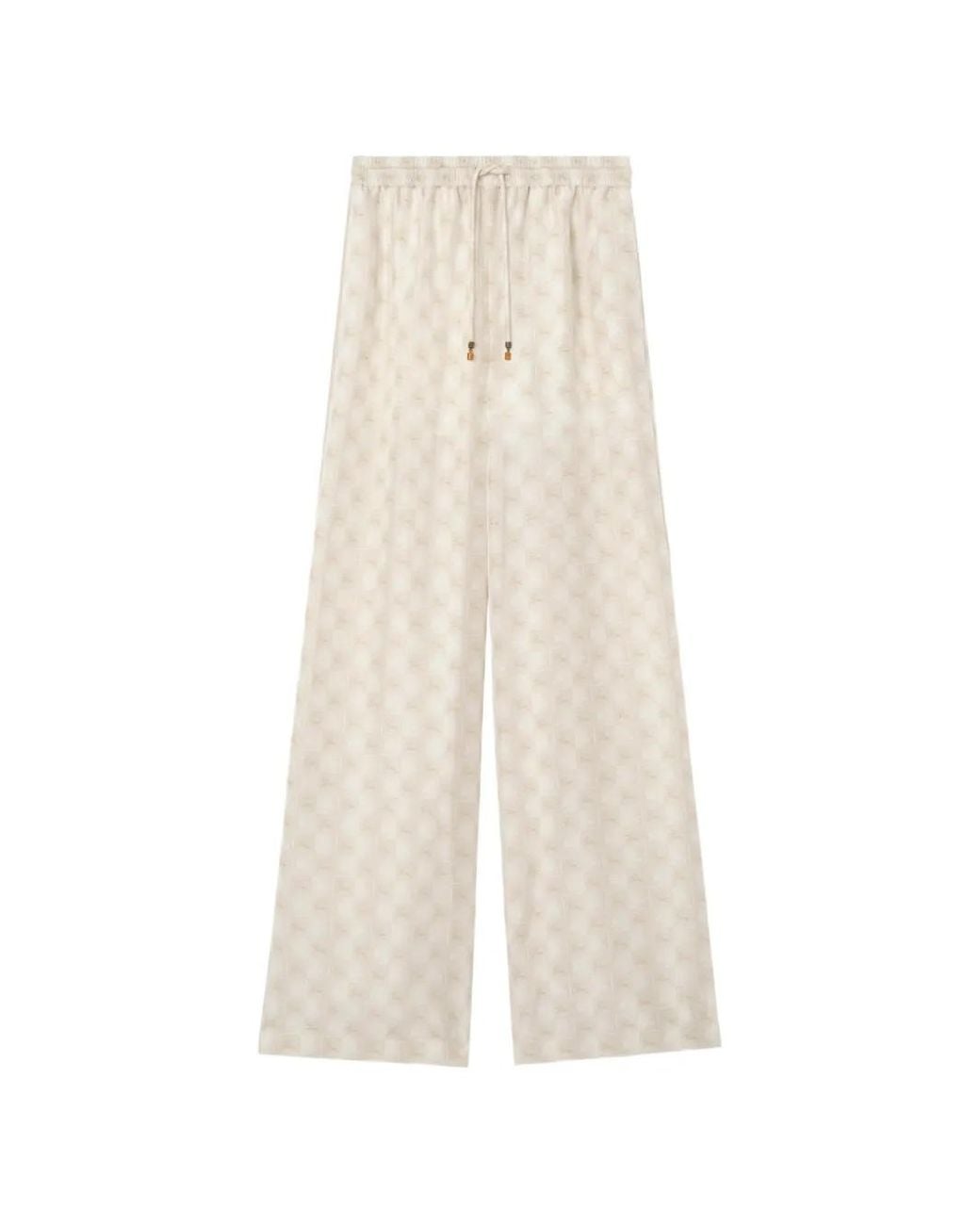 Burberry White Knight Checkerboard Silk Pyjama Trousers