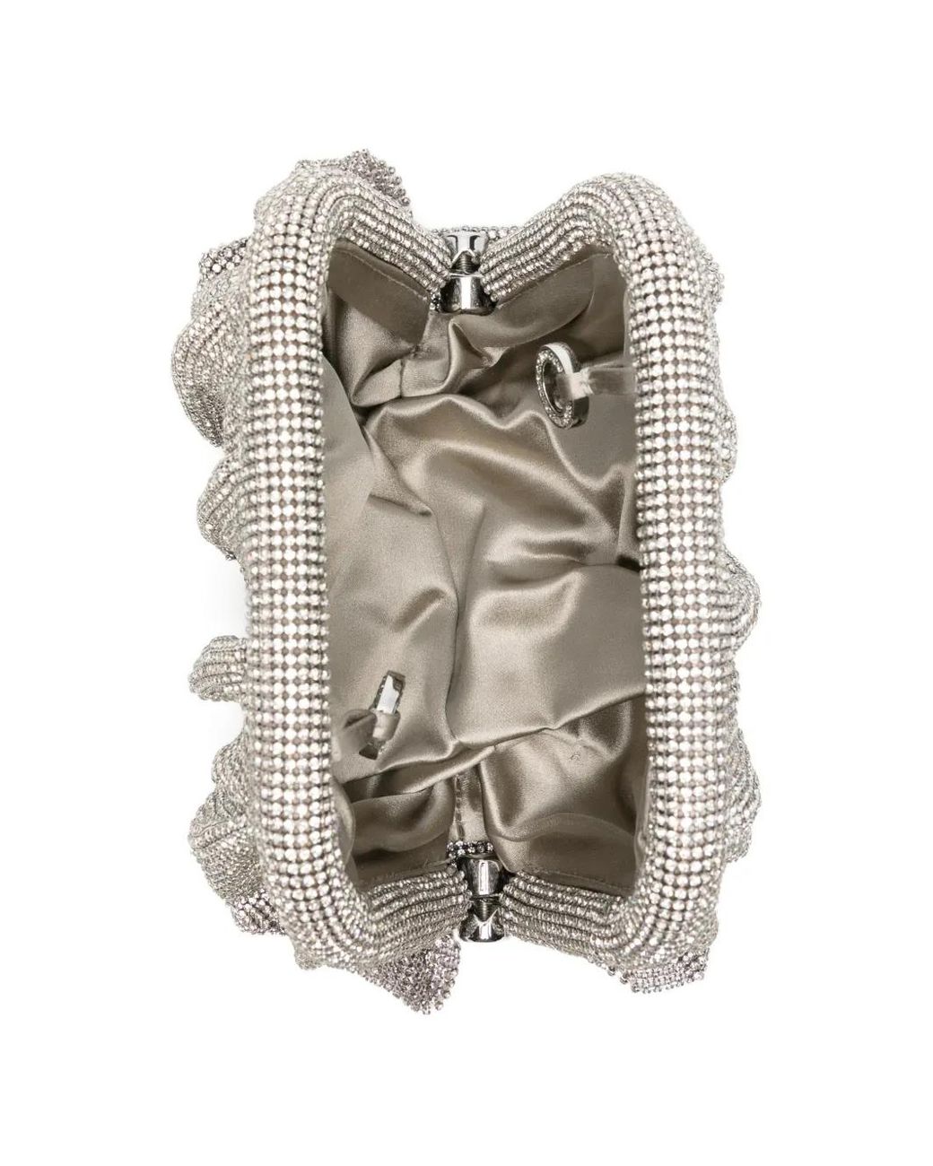 Benedetta Bruzziches Gray Crystal-Embellished Ruched Clutch Bag