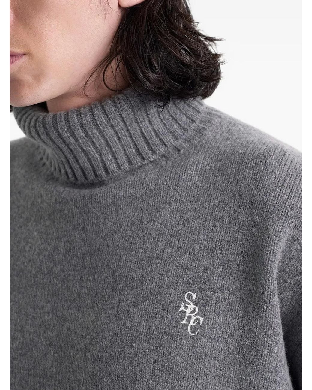 Sporty & Rich Gray Roll-Neck Sweater