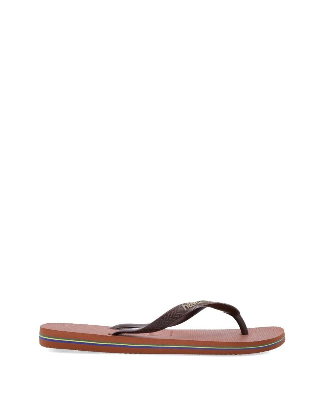 Havaianas Brown Brasil Logo Chevron Flip-Flops