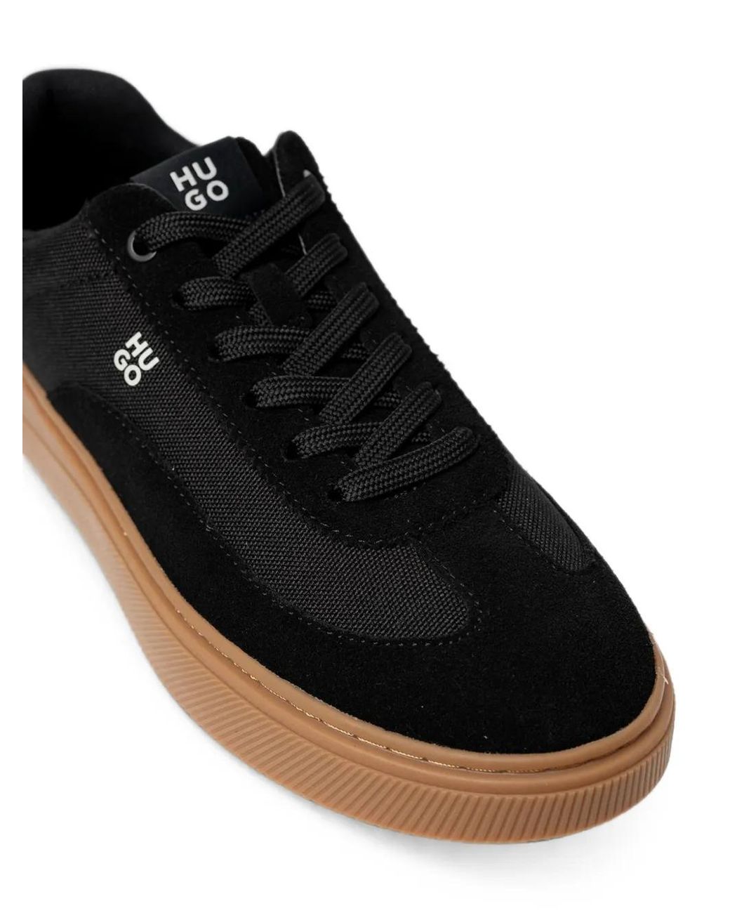 HUGO Black Logo-Patch Panelled Sneakers