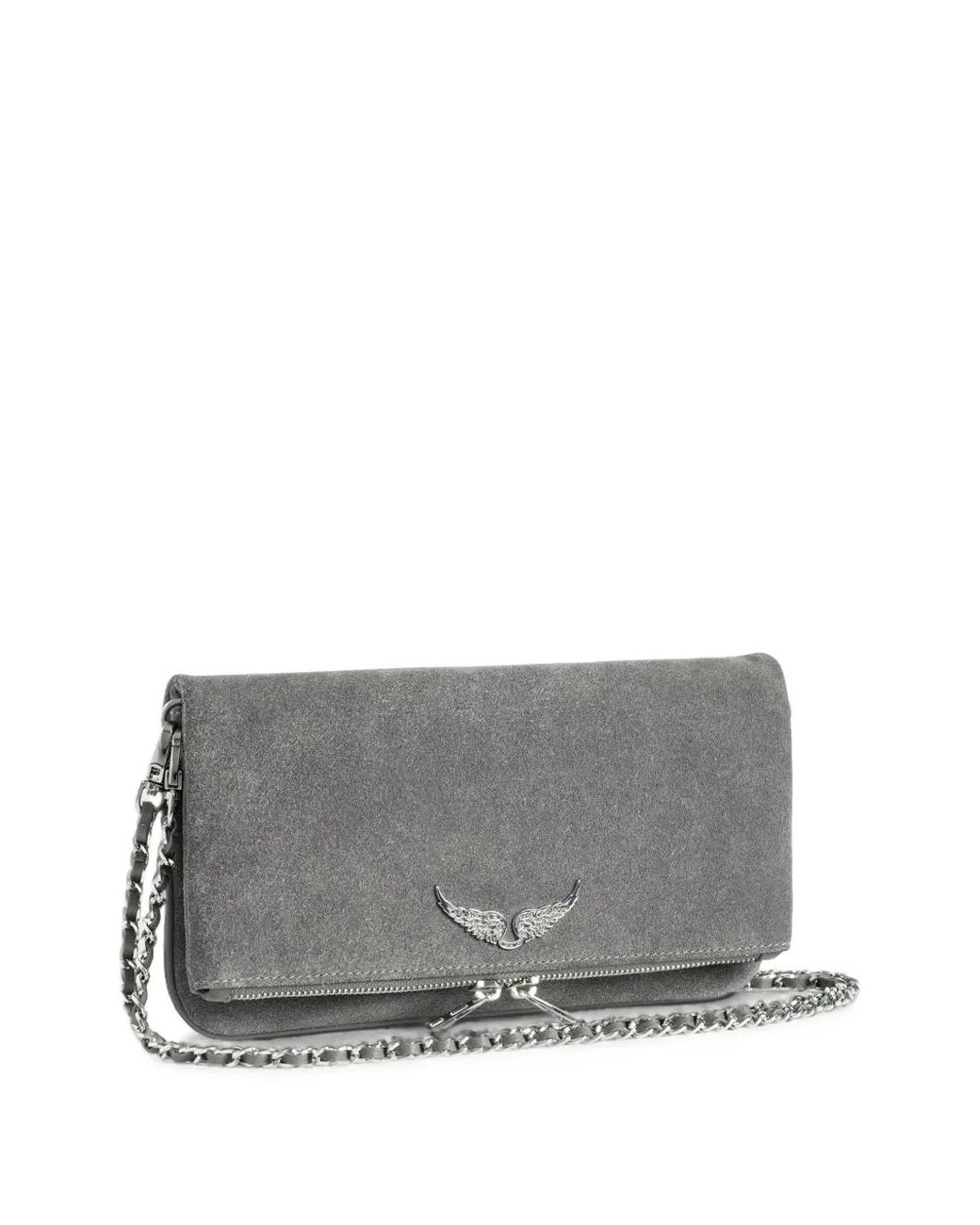 Zadig & Voltaire Gray Rock Suede Clutch Bag