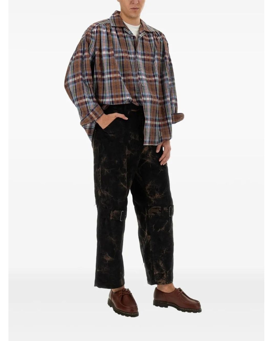 A.I.E. Gray Checked Cotton Shirt for men