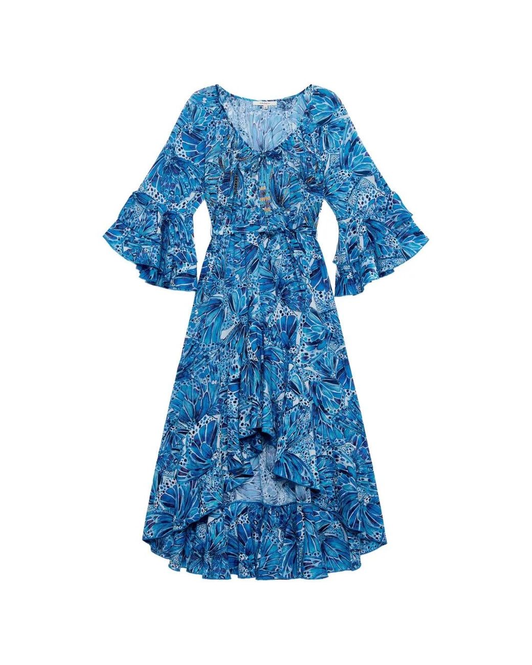 Maliparmi Blue Butterfly-Print Dress