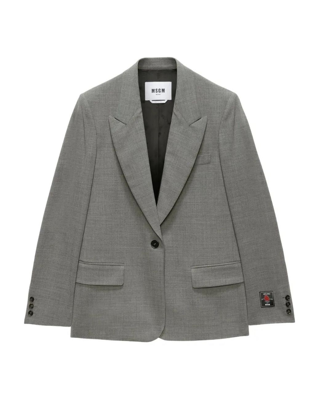 Blazer À Simple Boutonnage MSGM en coloris Gray