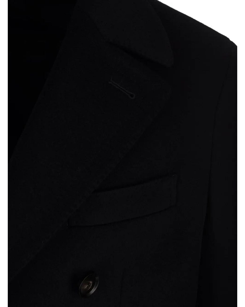 Al Duca D'aosta Blue Double-Breasted Cashmere Midi Coat for men