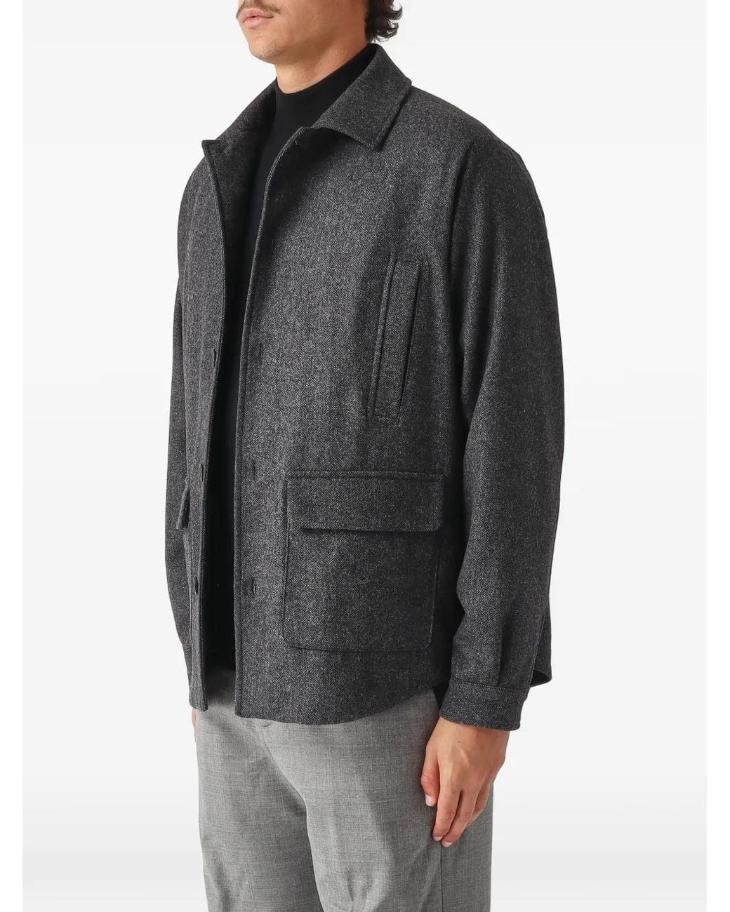 Tintoria Mattei 954 Herringbone-Patterned Button-Up Jacket in Gray for ...