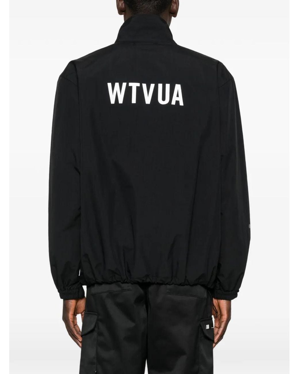 (w)taps Black Logo-Print Windbreaker for men