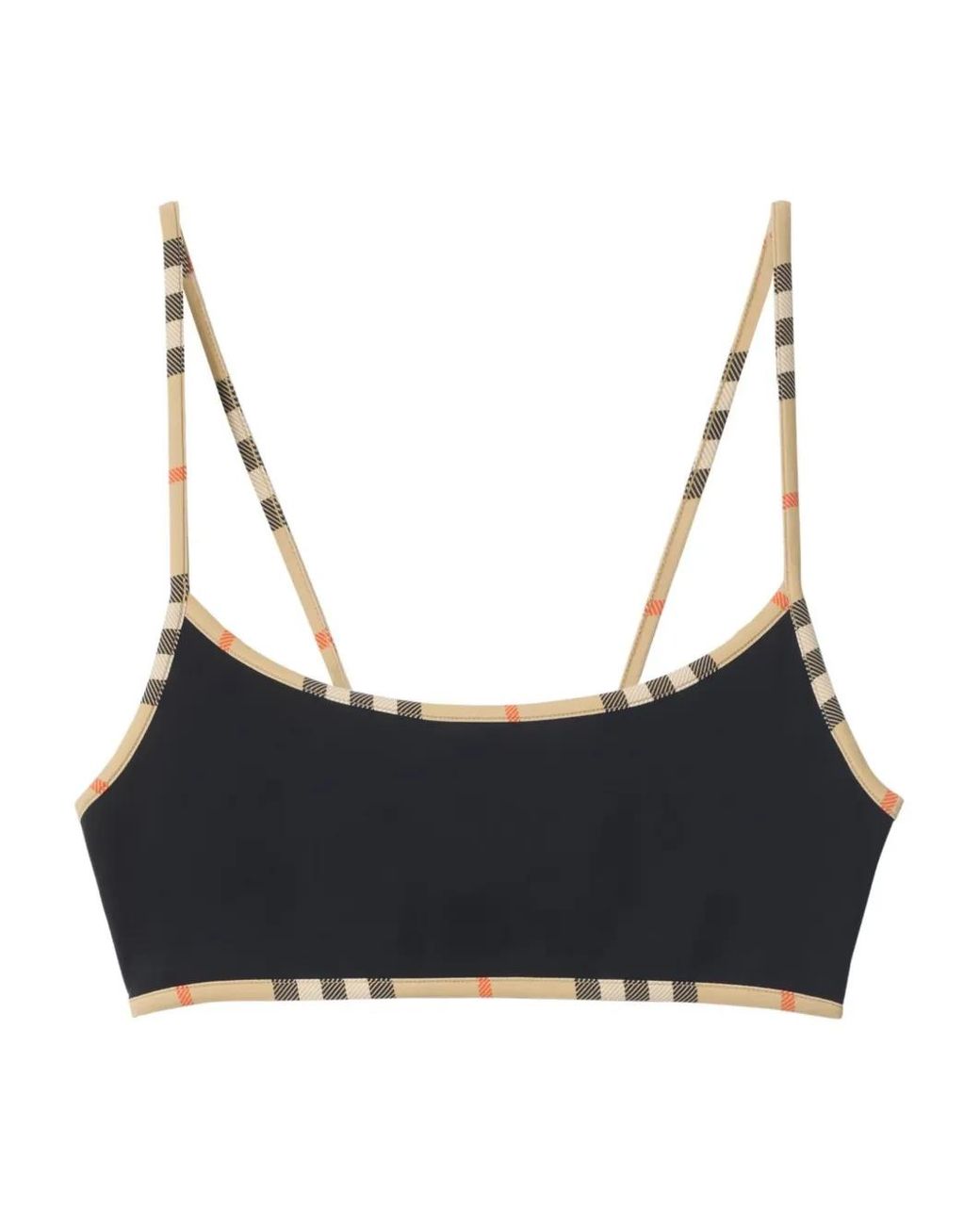Burberry Black Check Trim Bikini Top