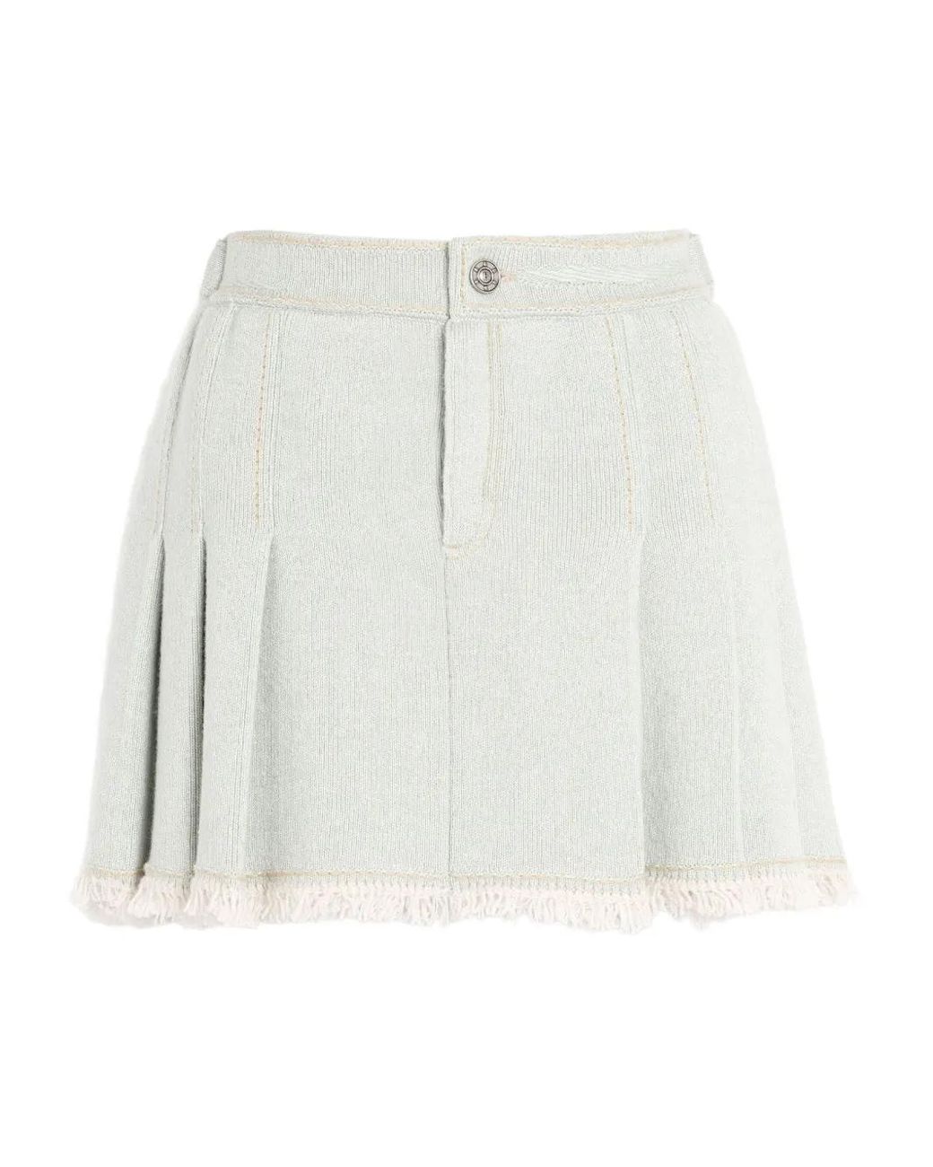 Barrie White Pleated Buckled Skirt