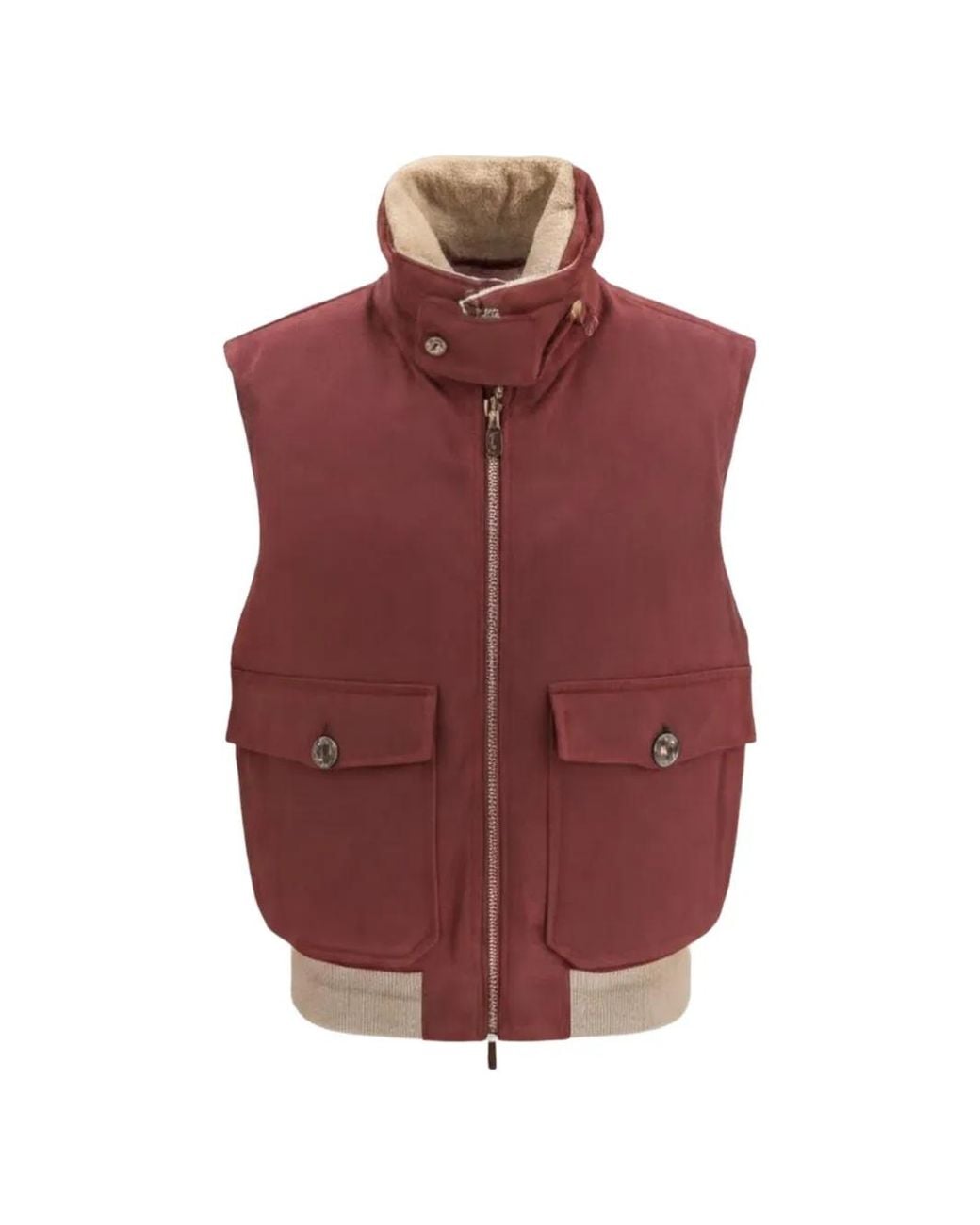 Brunello Cucinelli Purple Padded Wool Gilet for men