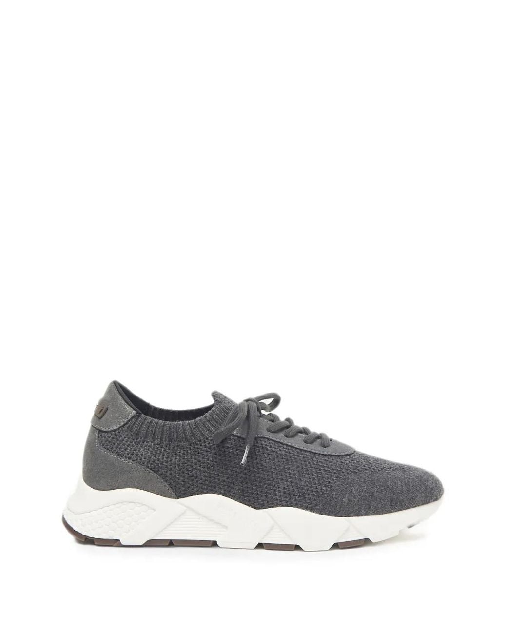 Peserico Gray Lace-Up Panelled Sneakers