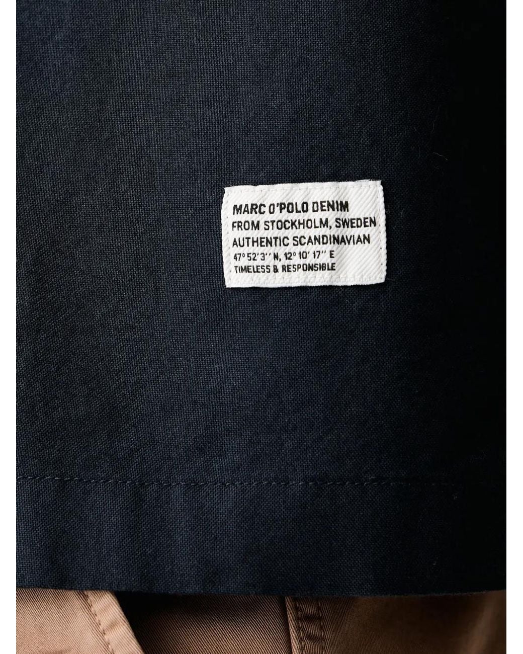 Marc O' Polo Blue Logo-Patch Chest-Pocket Shirt for men