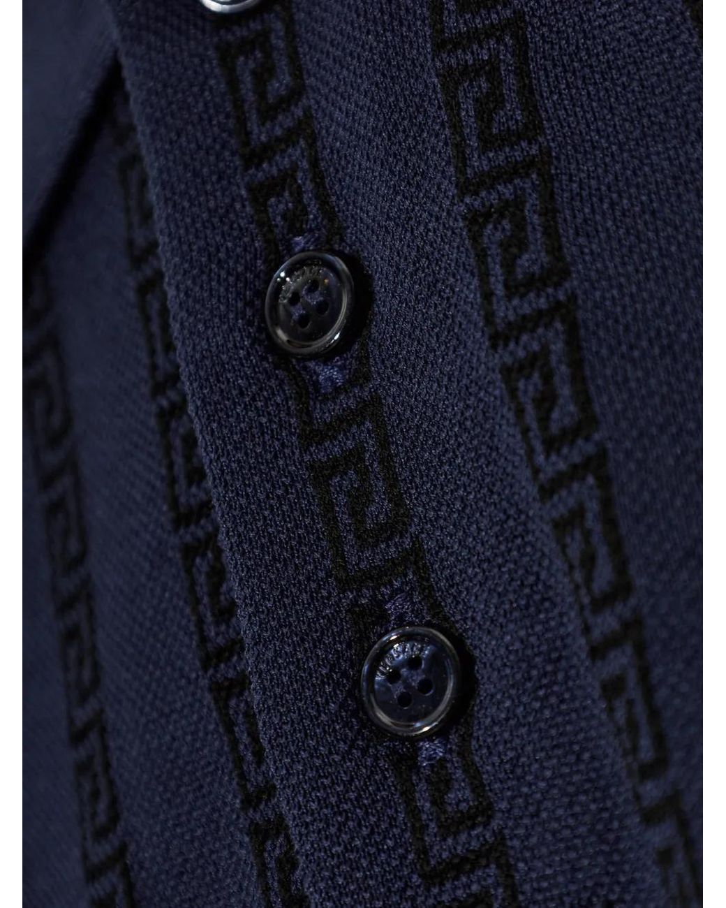 Versace Blue Jacquard Cotton Piqué Polo Shirt for men
