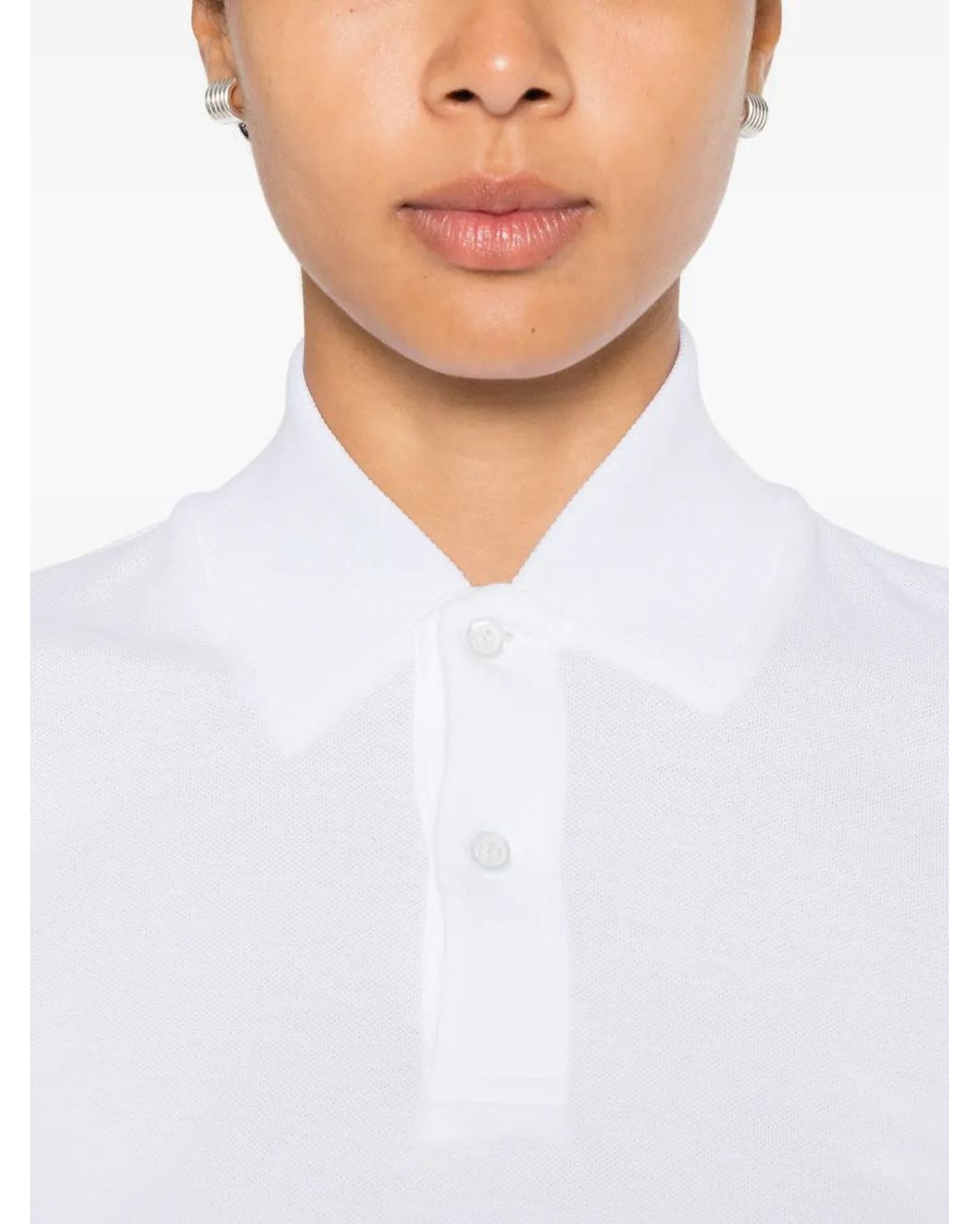 Marie Adam-Leenaerdt White Polo En Piqué À Manches Courtes