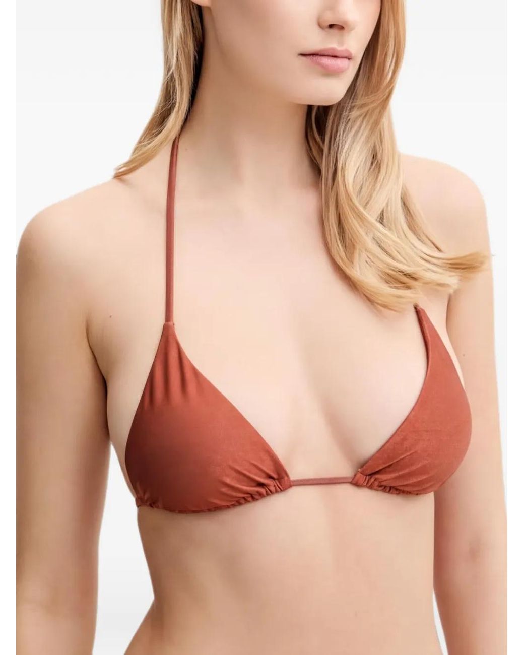 Guess Brown Shimmer-Effect Triangle Bikini Top