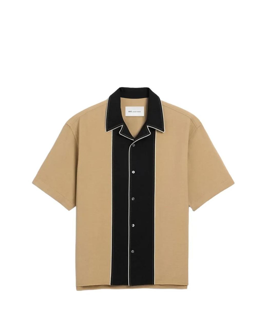 AMI Multicolor Viscose Twill Short Sleeves Shark Collar Boxy Fit Shirt for men