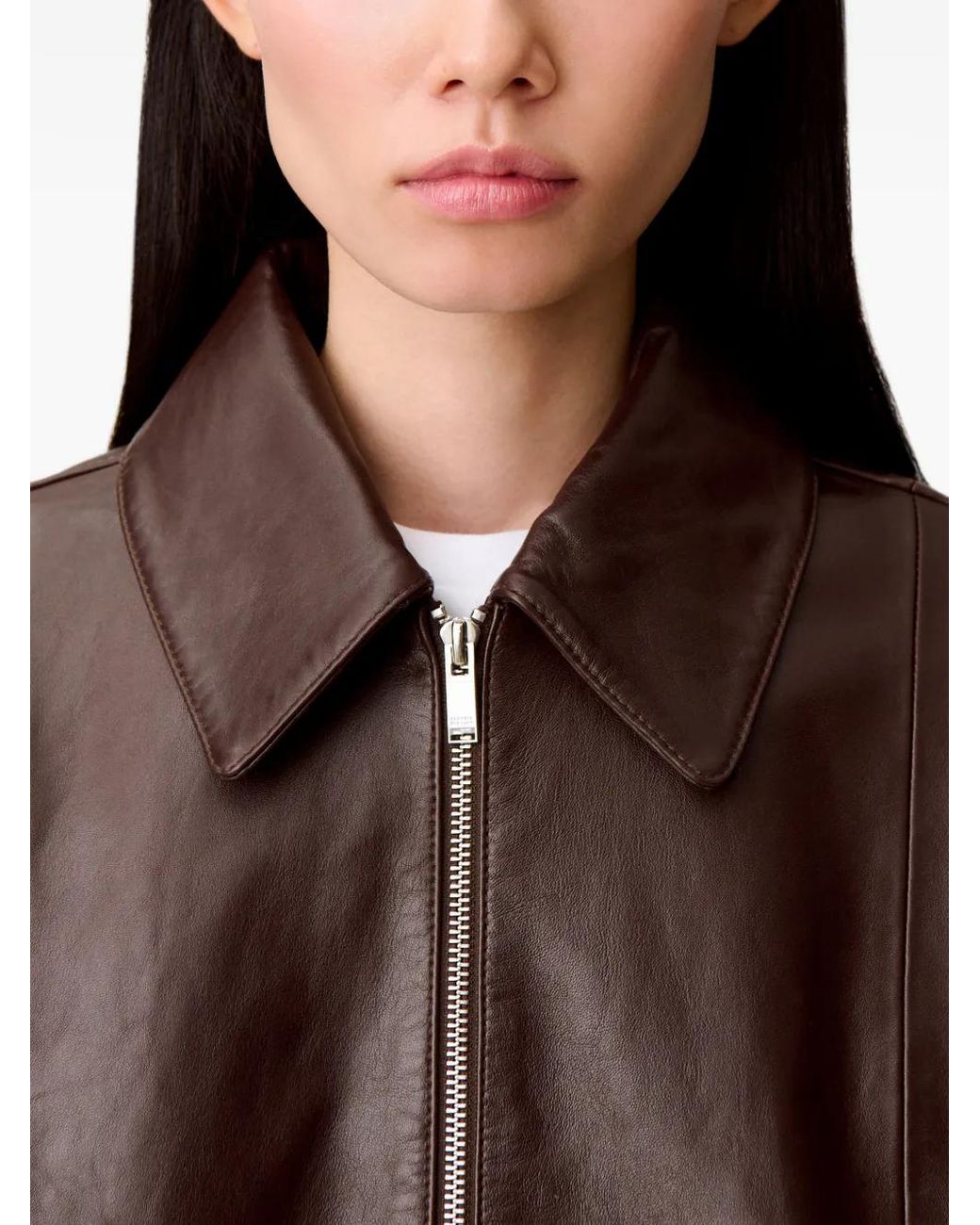 Claudie Pierlot Brown Casual Shiny Leather Jacket