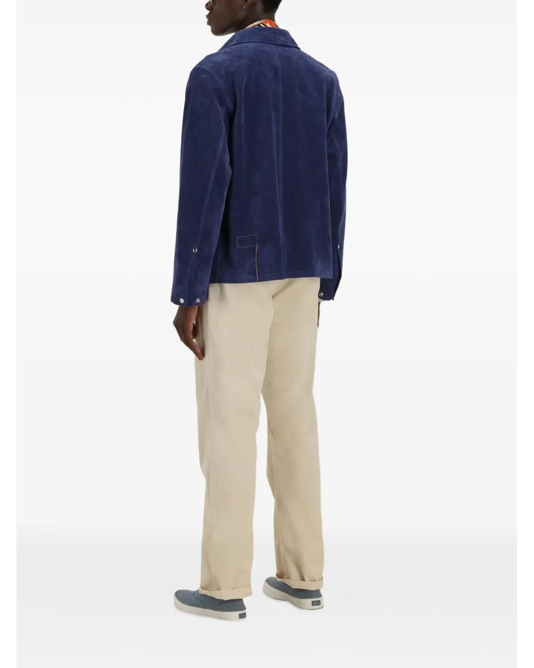 Fortela Blue Patch Pocket Leather Jacket for men