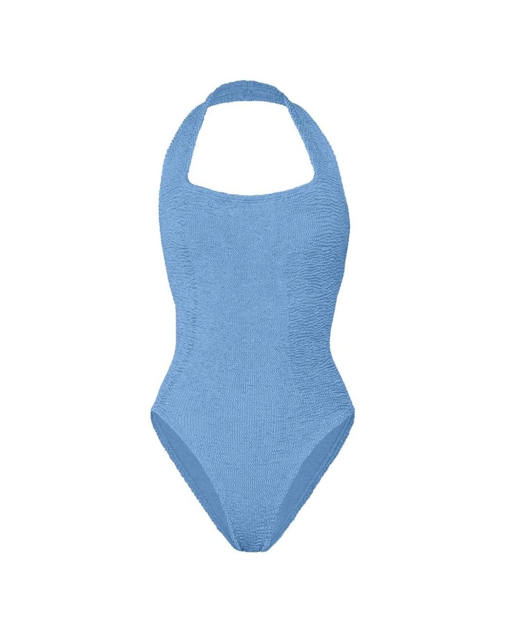 Hunza G Blue Sandy Crinkle-Effect Swimsuit