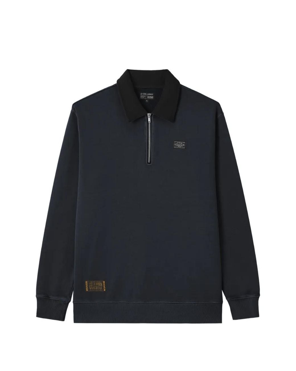 Izzue Blue Quarter-Zip Logo-Patch Polo Shirt for men