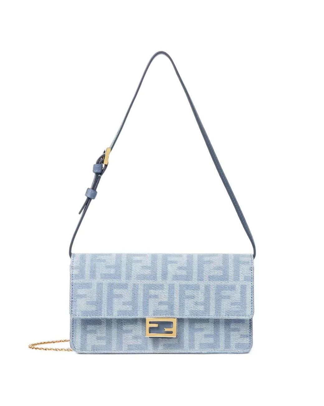 Borsa A Spalla Con Monogramma Ff di Fendi in Blue