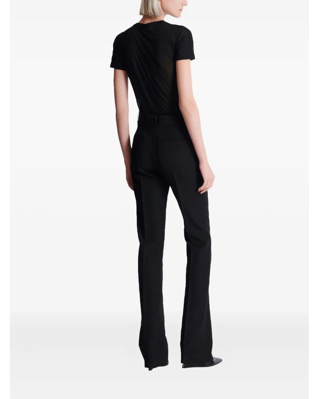 Balmain Blue Grain-De-Poudre Straight Trousers