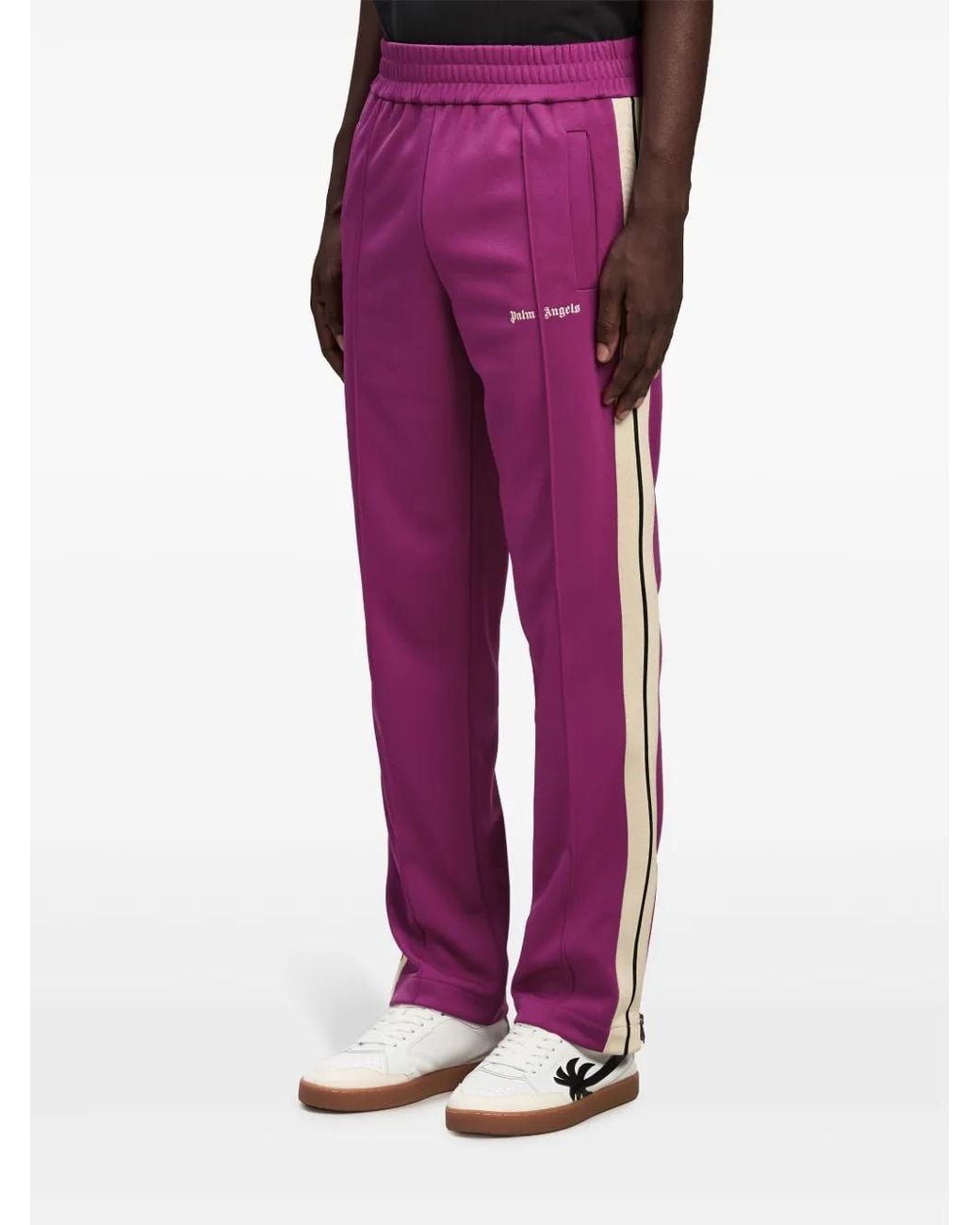 Palm Angels Purple Contrast Band Joggers With Track In for men