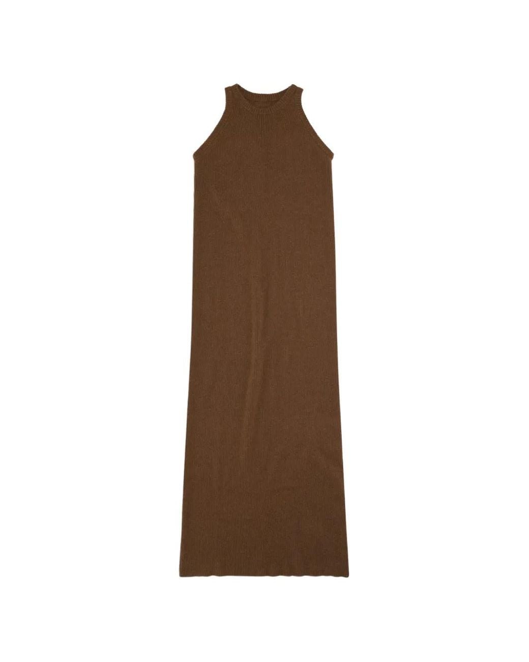 Fortela Brown Aurelie Ribbed-Knit Maxi Dress