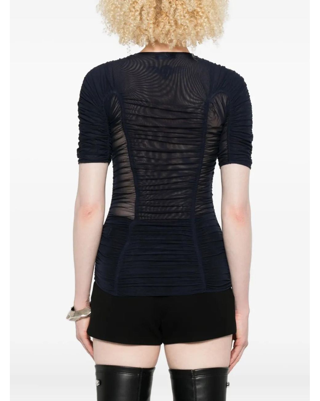 Mugler Black Sheer Mesh Top