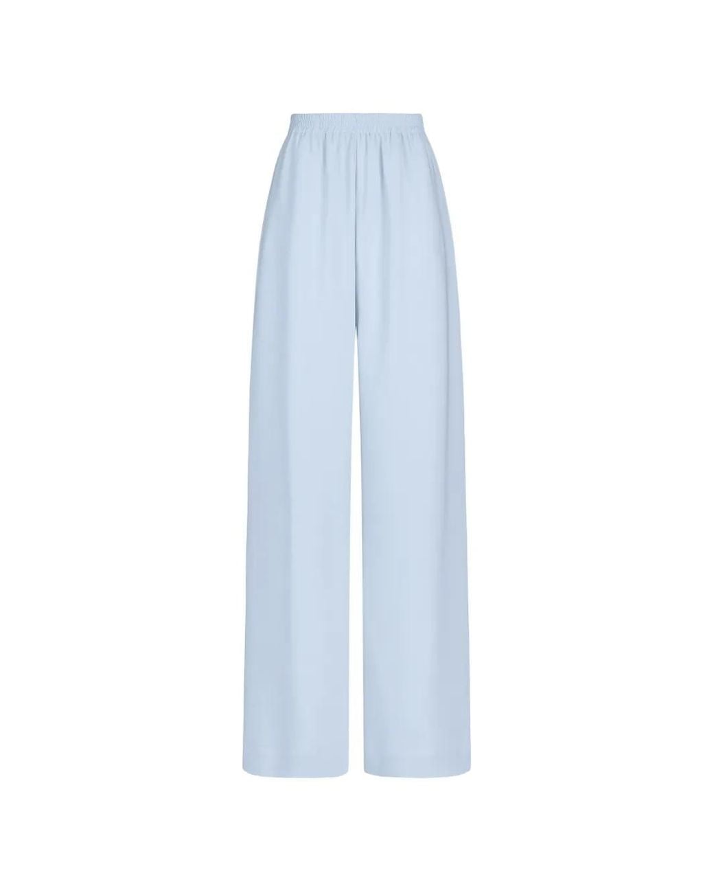 Oscar de la Renta Blue Elasticated-Waistband Wide-Leg Trousers
