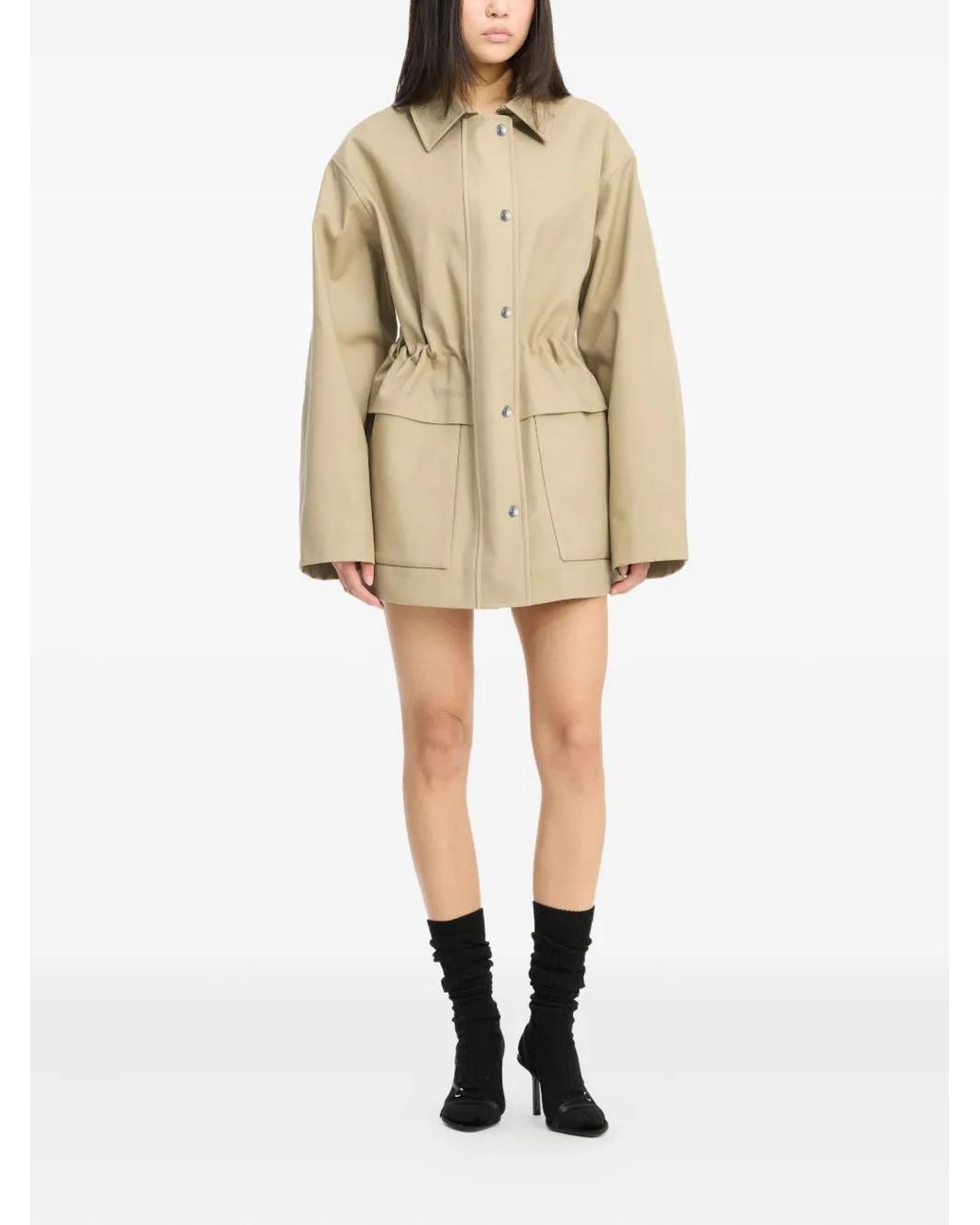 ROTATE BIRGER CHRISTENSEN Natural Drawstring Twill Jacket