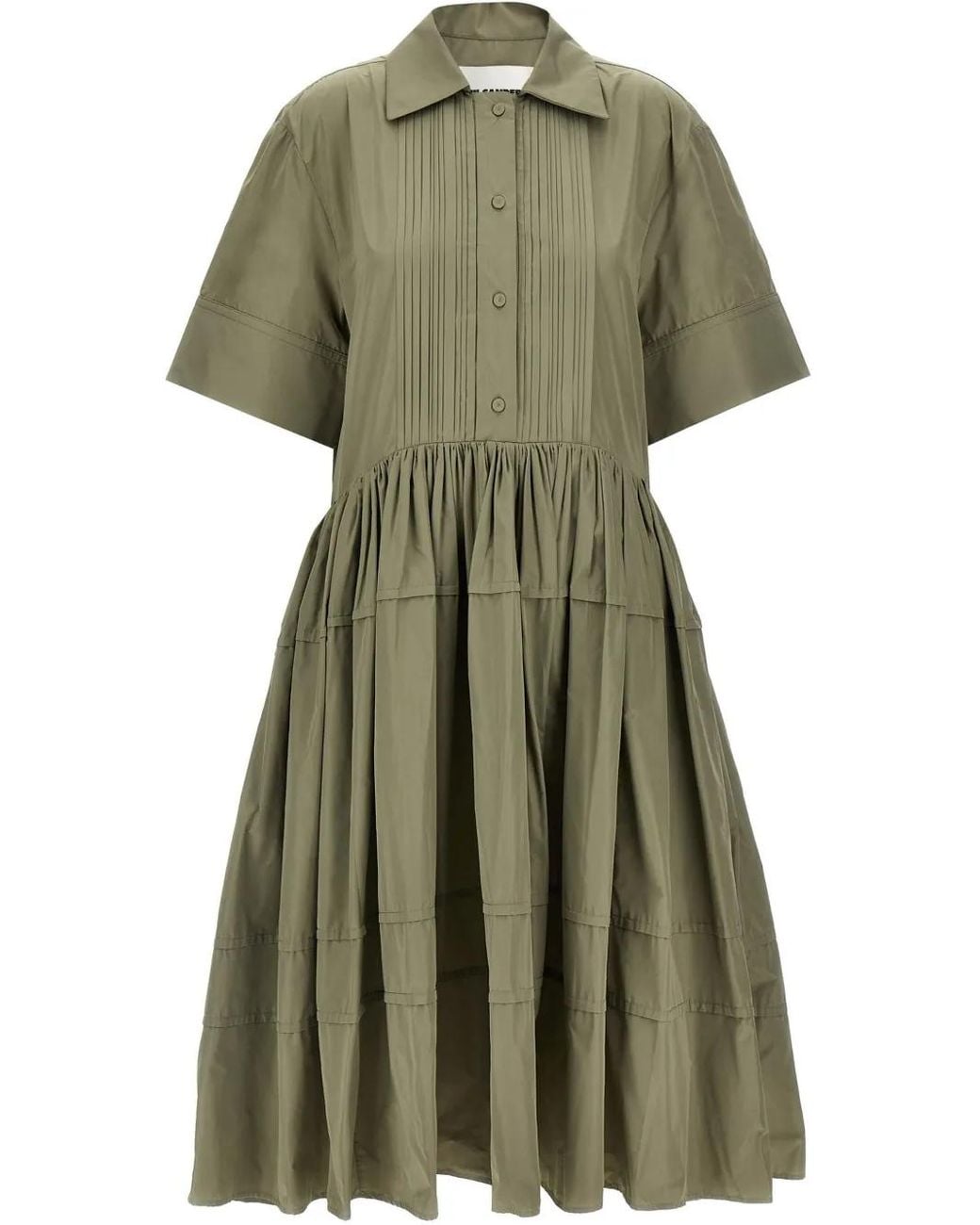 Jil Sander Green Button Front Blouse Dress