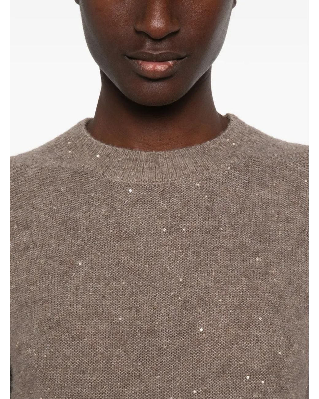 Paperlace Brown Sequin-Embellished Sweater