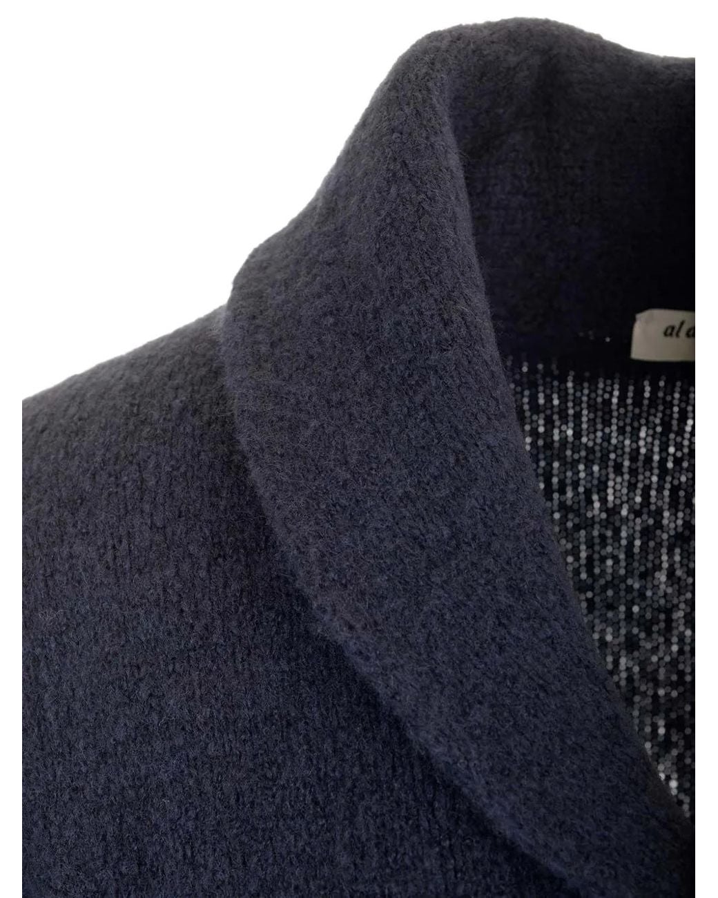 Al Duca D'aosta Blue Shawl-Collar Merino Cardigan for men