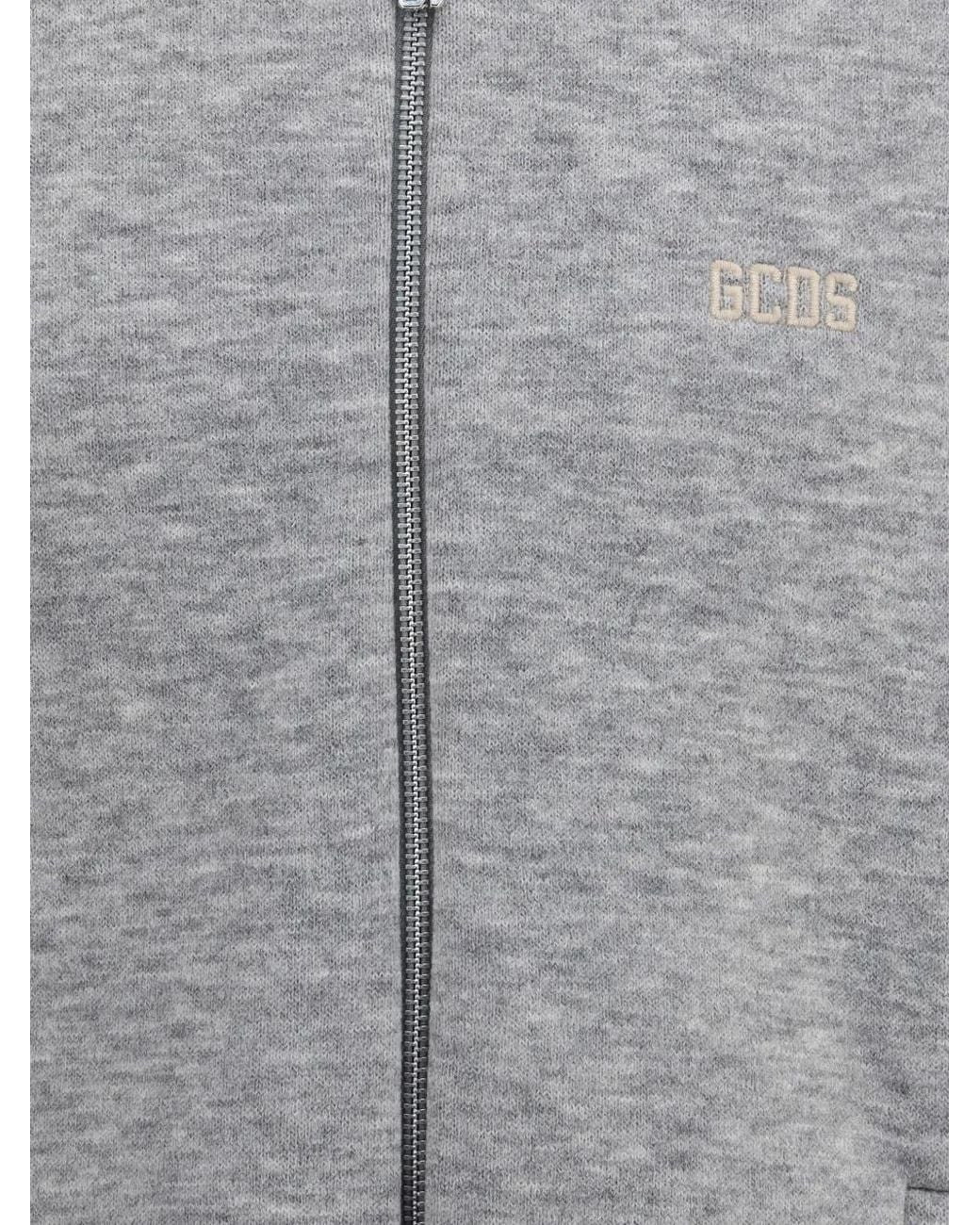 Gcds Gray Logo-Patch Hoodie for men