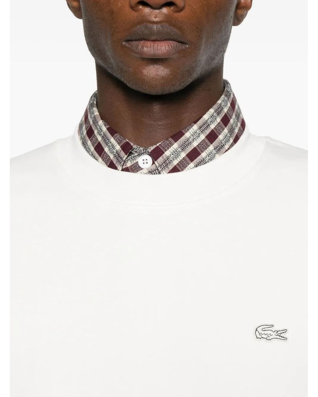 Lacoste White Sweatshirt Mit Logo-Patch