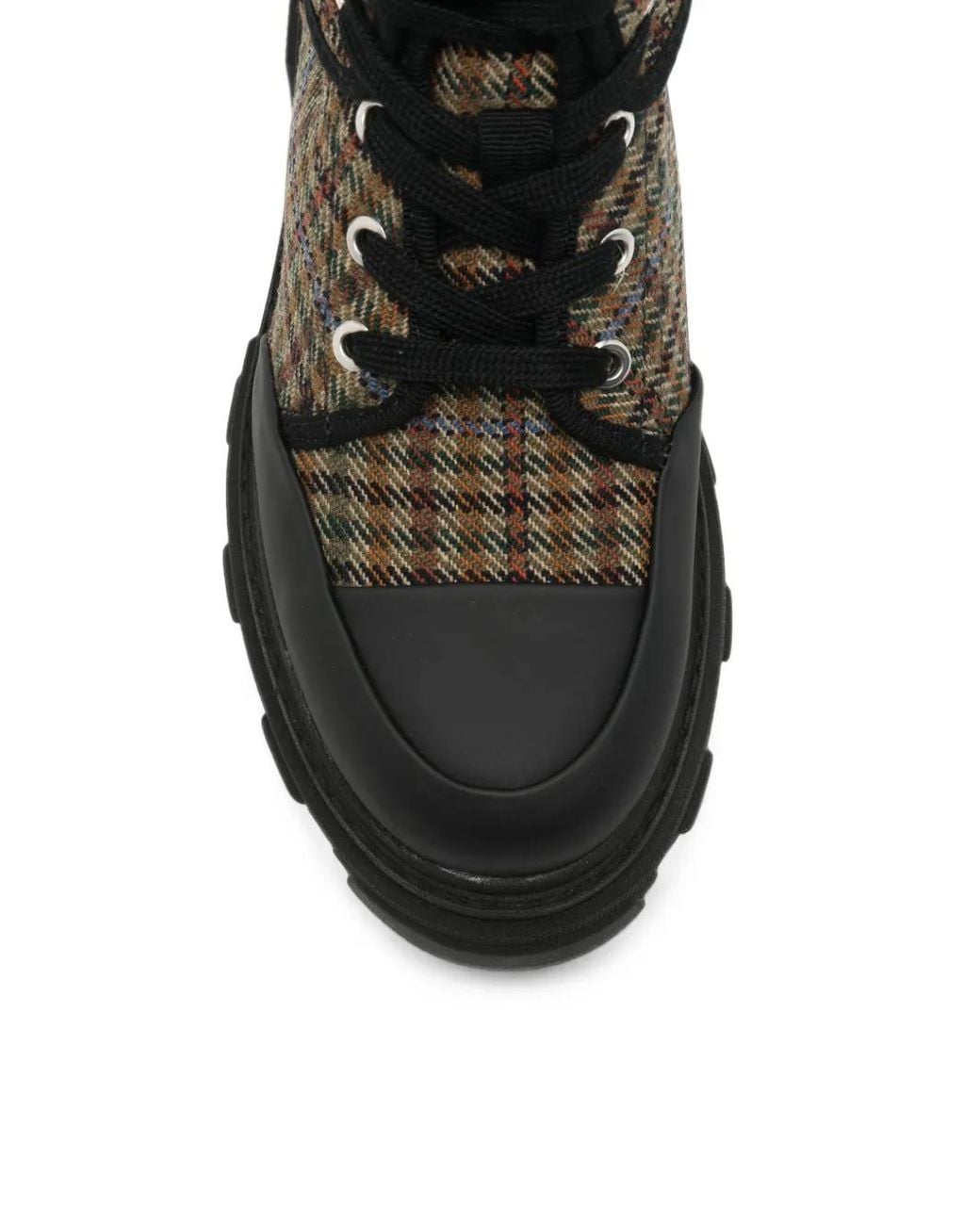 Ganni Black Check-Pattern Lug-Sole Boots