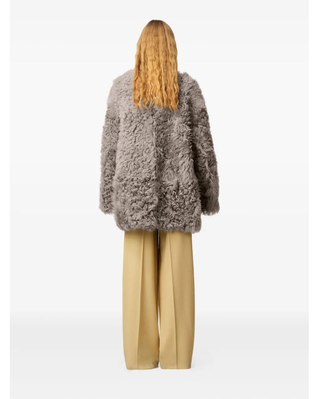 AMI Gray Shearling Short Coat