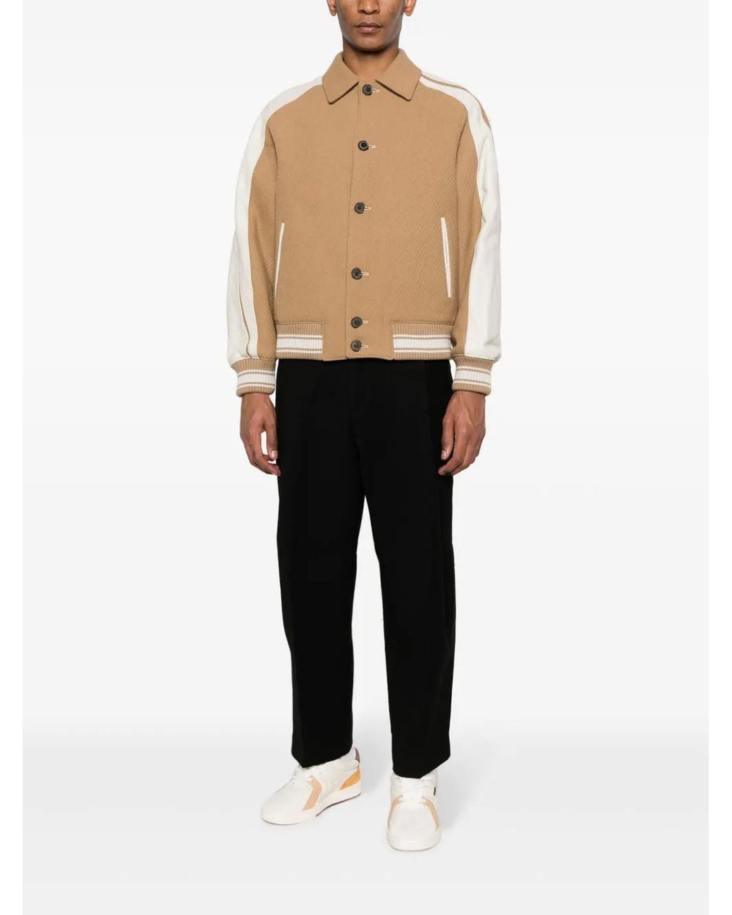 Adererror Natural Button-Down Ribbed Bomber Jacket