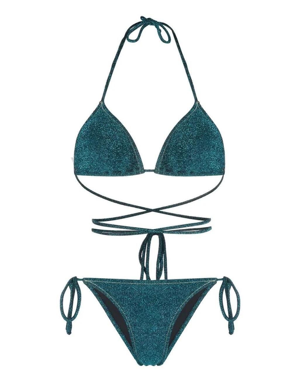 Reina Olga Blue Miami Lurex Triangle Bikini