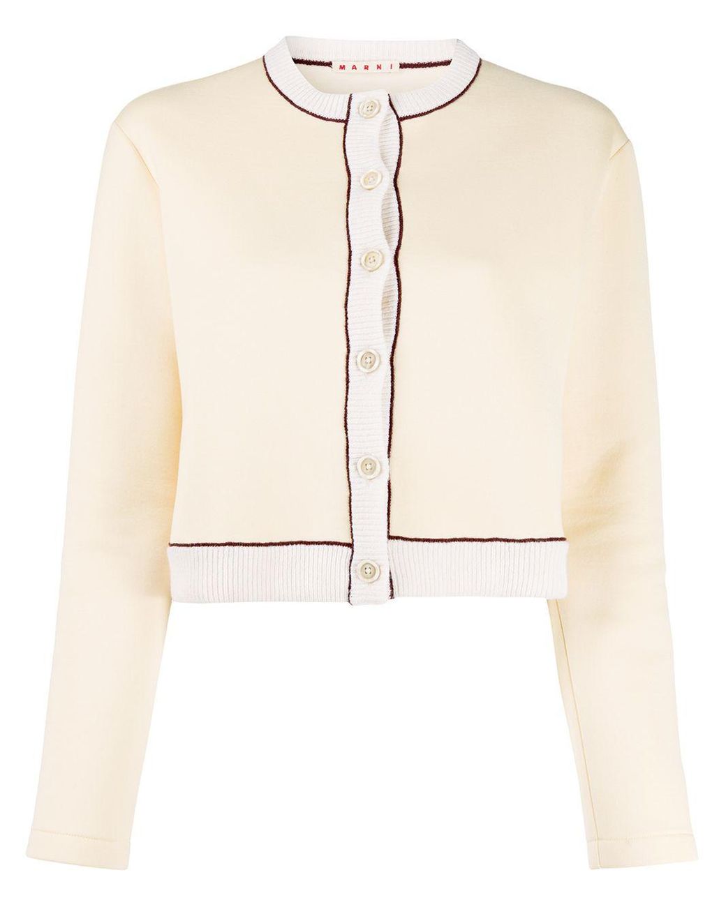 Marni Cotton Cropped Ribbed Crew Neck Cardigan - Lyst