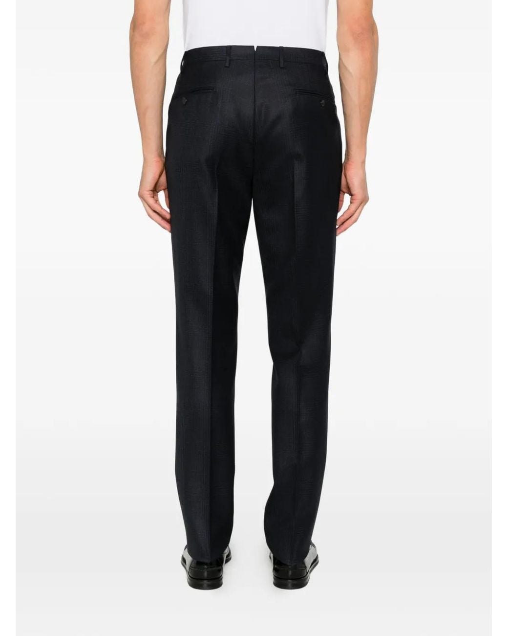 Corneliani Black Checked Pleated Trousers for men