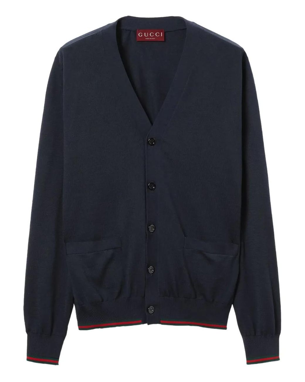 Gucci Blue V-Neck Long-Sleeved Cardigan for men